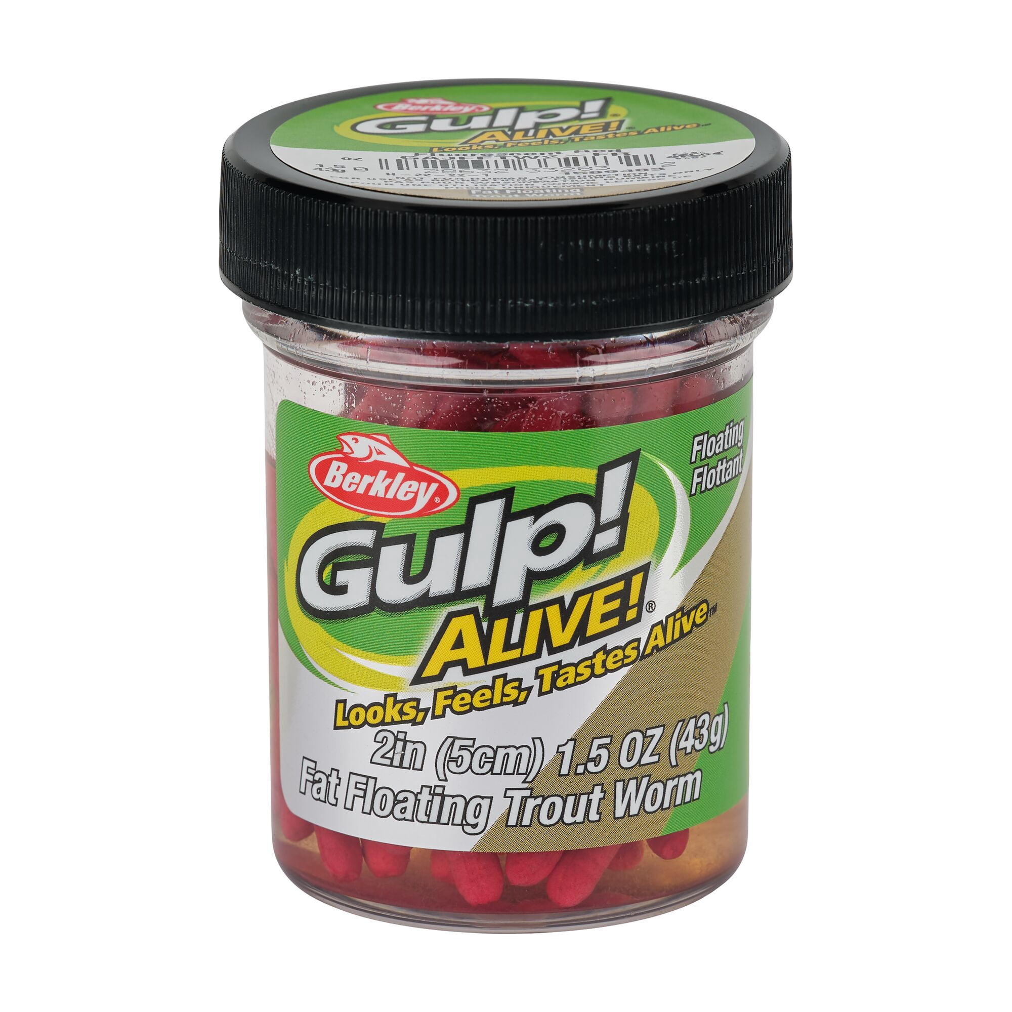 Berkley Gulp! Alive!® Fat Floating Trout Worm, 2 in, Worms, Fluorescent Red (1 Count)
