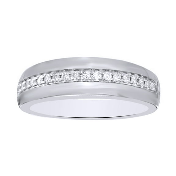 AFFY White Natural Diamond Wedding Band Ring In 10k White Gold (0.2 Cttw)