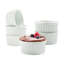 Vikko 2 Oz Ramekin Set: Small Ramekins & Soufflé Dishes - Ceramic Charcuterie Cups - Oven Safe Ramekins - Mini Ramekins - White Ramekins 2 oz - Condiment Cups & Dipping Sauce Cups - Ramiken Set of 6
