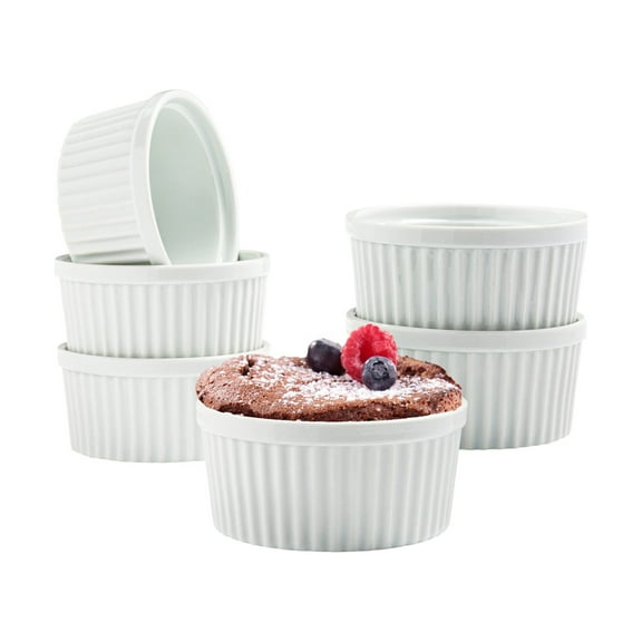 Vikko 2 Oz Ramekin Set: Small Ramekins & Soufflé Dishes - Ceramic Charcuterie Cups - Oven Safe Ramekins - Mini Ramekins - White Ramekins 2 oz - Condiment Cups & Dipping Sauce Cups - Ramiken Set of 6
