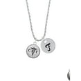 thumbnail image 2 of Delight Jewelry Silvertone Domed Black CMT Silvertone Script Initial Disc - F - Charm Necklace, 20"+3", 2 of 4