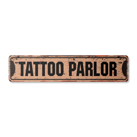 TATTOO PARLOR Vintage Plastic Street Sign artist parlour tattooist ink inkster | Indoor/Outdoor | 18" Wide