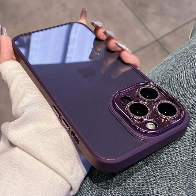 Luxury Glitter Diamond Transparent Case For iPhone 15 14 13 12 11 Pro Max Plus Protection Shockproof Bumper Cases Cover PURPLE For iPhone 11Pro