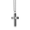 thumbnail image 3 of Stainless Steel Black Ion Plated Cross Pendant - 24 Inch Round Box Chain, 3 of 7