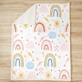 thumbnail image 2 of Rainbow Fleece Throw Blanket Kids Sun and Stars Printed Fuzzy Blanket for Sofa Bed Couch for Boys Teens Heat Clouds Bohemian Sherpa Blanket Yellow Pink Bedspread Cover Room Decor,40x50 Inches, 2 of 6