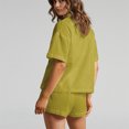 thumbnail image 6 of Womens Casual 2 Piece Outfits Cotton Linen Sets Button Down Shirt Shorts 2025 Beach Coverup Set Yellow M, 6 of 7