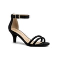 thumbnail image 1 of BLISSFUL STEP Chaussures pour Femmes en Faux Suède à Bride à la Cheville à Talon Kitten à Enfiler à Brides Sandales Unies Noir 9, 1 of 8