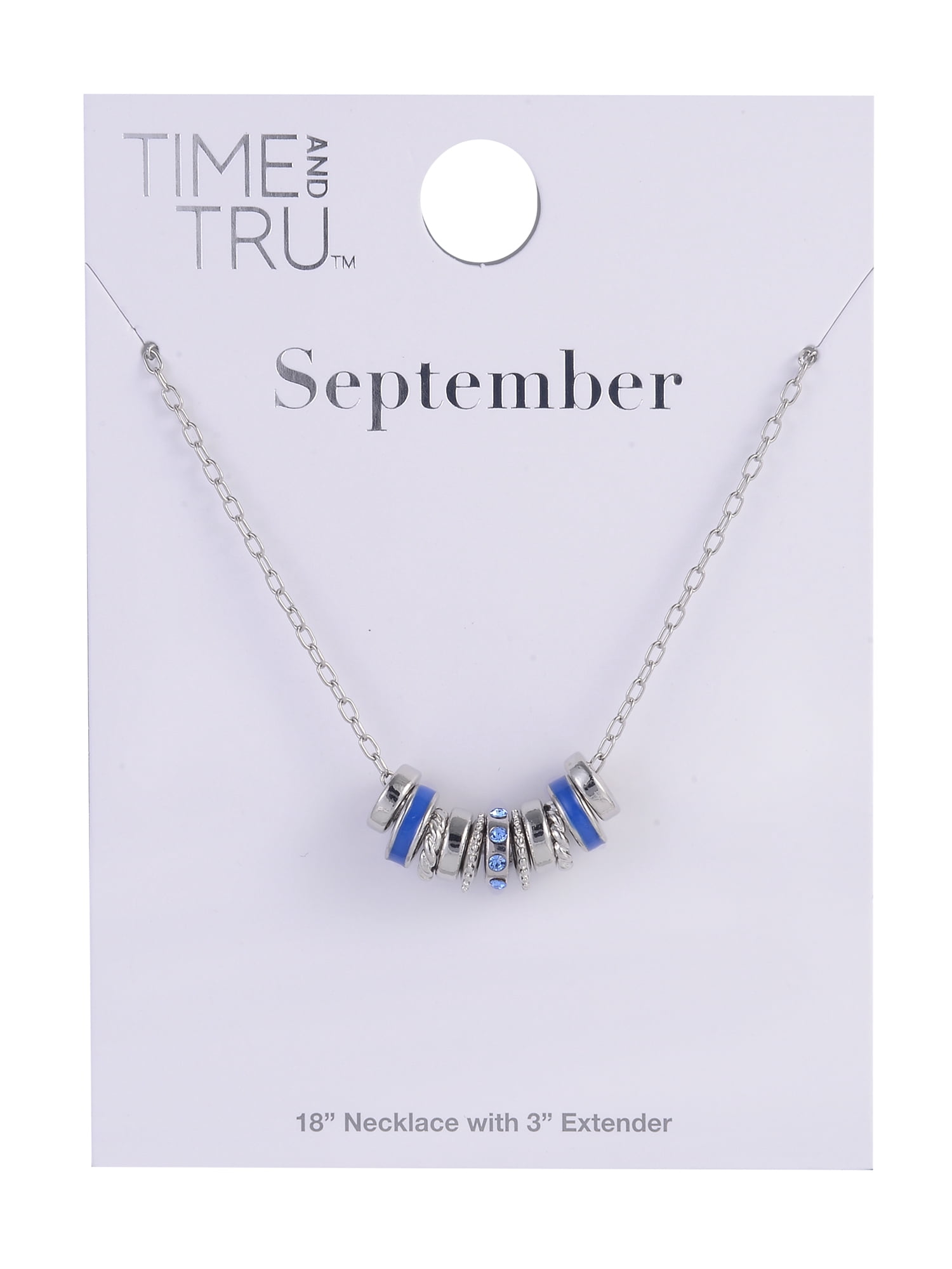 Time and Tru Silvertone Chain with Sapphire Birthstone "September" Necklace