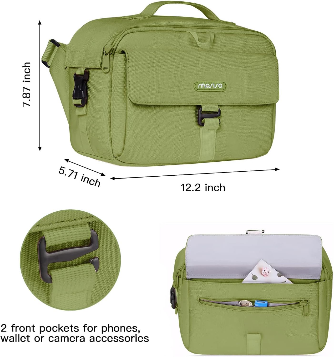MOSISO Camera Shoulder Bag Case Crossbody Sling Purse, DSLR/SLR/Mirrorless Compact Padded Photography Handbag with Rain Cover Compatible with Canon/Nikon/Sony Cameras and Lenses