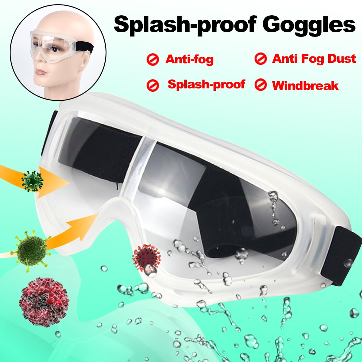 1pcs PC Medical Safety Goggles Antifog,Dust, Wind, Chemical Fumes