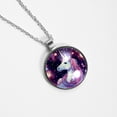 thumbnail image 4 of Starry Unicorn Glass Design Circular Pendant Women's Necklace, 4 of 5