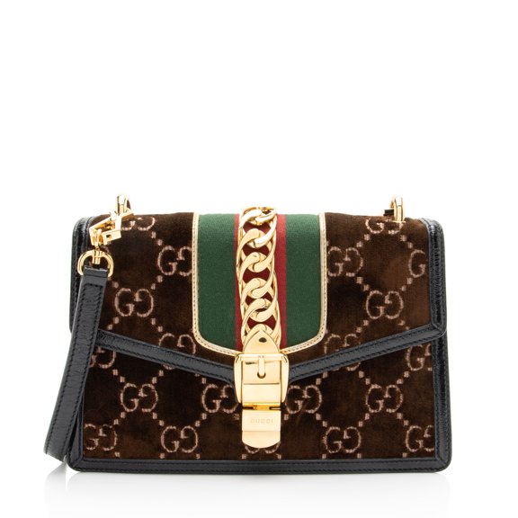 Pre-Owned Gucci GG Velvet Sylvie Small Shoulder Bag