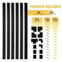 Simple Cord Set of Six 25-inch Wall-Mounted Cable Management Covers, Black