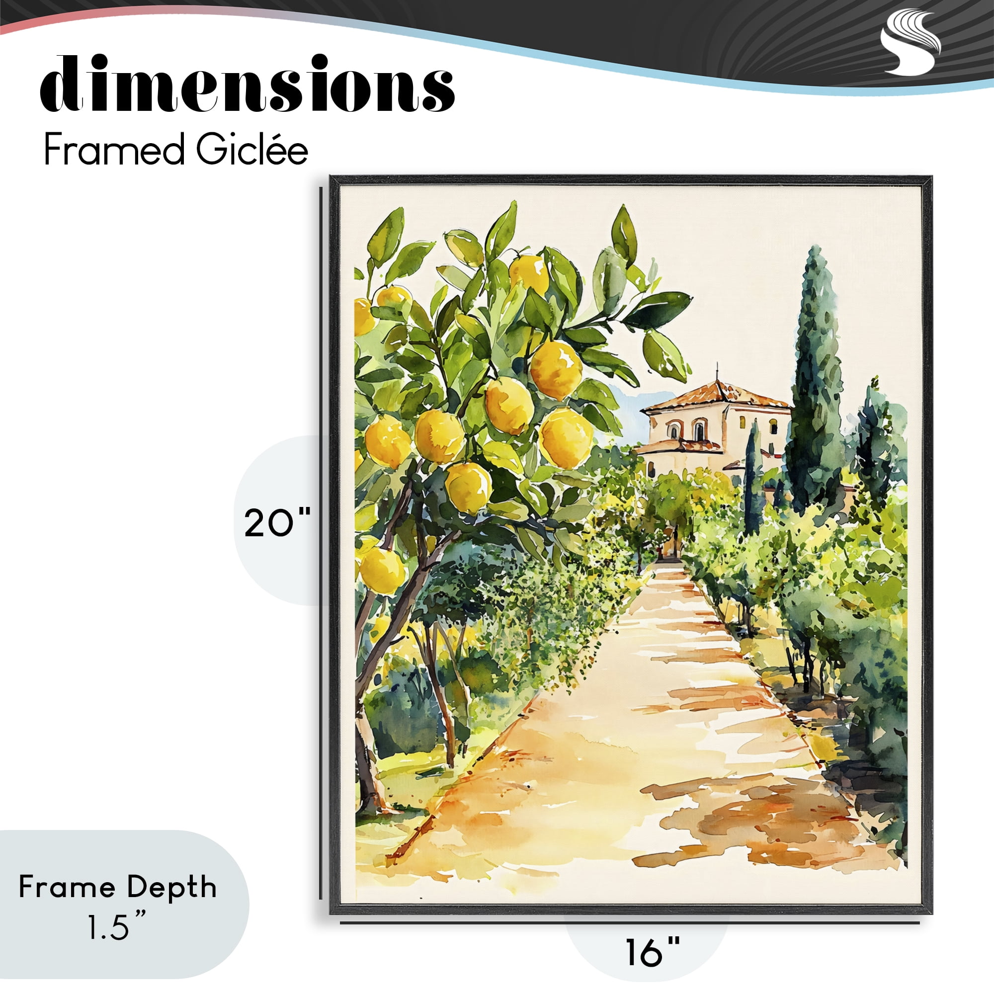 Stupell Industries Lemon Grove Pathway Black Framed Giclee Art, design by LSR Design Studio