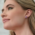 thumbnail image 3 of Gem Stone King 3.68 Ct Oval Purple Amethyst 18K Rose Gold Plated Silver Earrings, 3 of 5