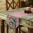 thumbnail image 3 of Table Runner Dresser Scarves Christmas Cute Cartoon Penguin Cotton Linen Burlap Table Cover Gold Winter Snowflake on Pink Table Runners for Family Kitchen Dining Holiday Party Banquet Decor, 3 of 5