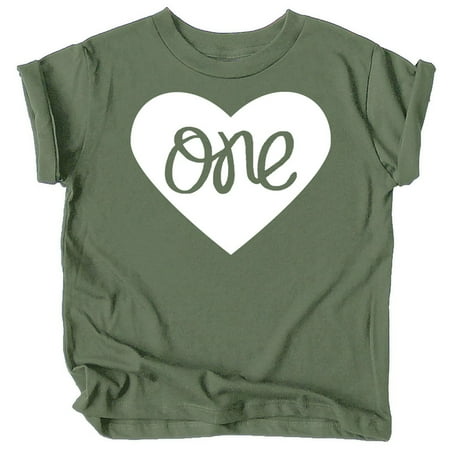 

One in Heart 1st Birthday Shirt for Baby Girls First Birthday Outfit Military Green