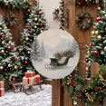 thumbnail image 5 of Welcome Sign for Front Door, Christmas Sleds Round Metal Wall Art Wreaths, Winter Xmas Pine Trees Snowy Landscape Outdoor Indoor Wall Hanging Sign for Porch Decor Housewarming Gifts 11.8 Inch, 5 of 8