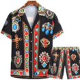 thumbnail image 2 of Conjunto de camisa de manga corta de estación europea, camisa estampada con personalidad para hombre, camiseta suelta de dos piezas de talla grande para hombre, tendencia, 2 of 4