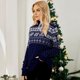 thumbnail image 4 of Suéter de punto jacquard ligero para mujer, jersey de cuello alto para otoño e invierno, jersey de punto con copos de nieve navideños para mujer, 4 of 5