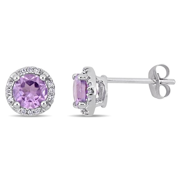 Everly Women's 4/5ct TGW Amethyst & Diamond Accent 10k White Gold Halo Stud Earrings