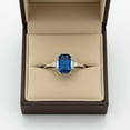 thumbnail image 3 of Emerald Cut Blue Sapphire Promise Ring, Statement Ring, September Birthstone Ring, Baguette Cut Diamond Anniversary Ring, Cluster Ring., 3 of 4