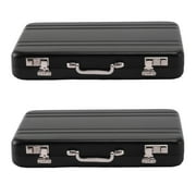 2X Aluminum Password BoX Card Case Mini Suitcase Password Briefcase Black