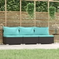 thumbnail image 1 of vidaXL 3-Seater Sofa with Cushions Black Poly Rattan, 1 of 5