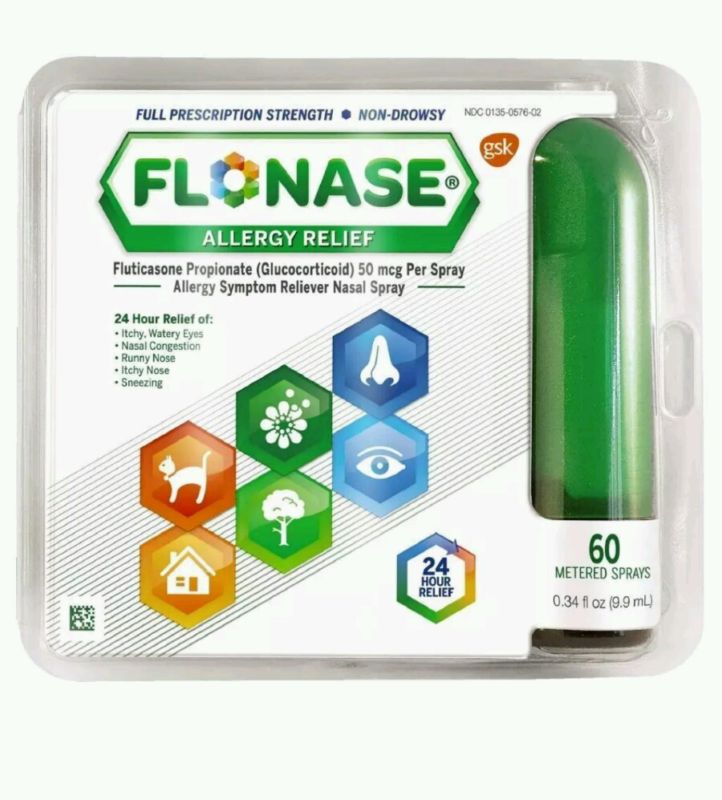 2x Flonase Allergy Relief Spray, 60 metered sprays 0.34 fl oz (9.9 ml