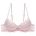 thumbnail image 4 of GEWSEY Women's Lace Push Up Bra Padded Support Full Coverage Plunge Everyday Lift Bra (Pink, 28C), 4 of 4