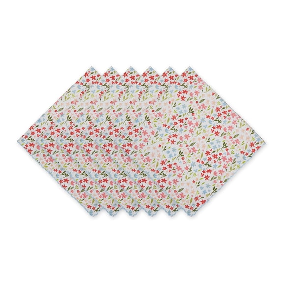 Sweet Flowers Multi-Color Printed Cotton Napkin (Set of 6) 20x20 inches