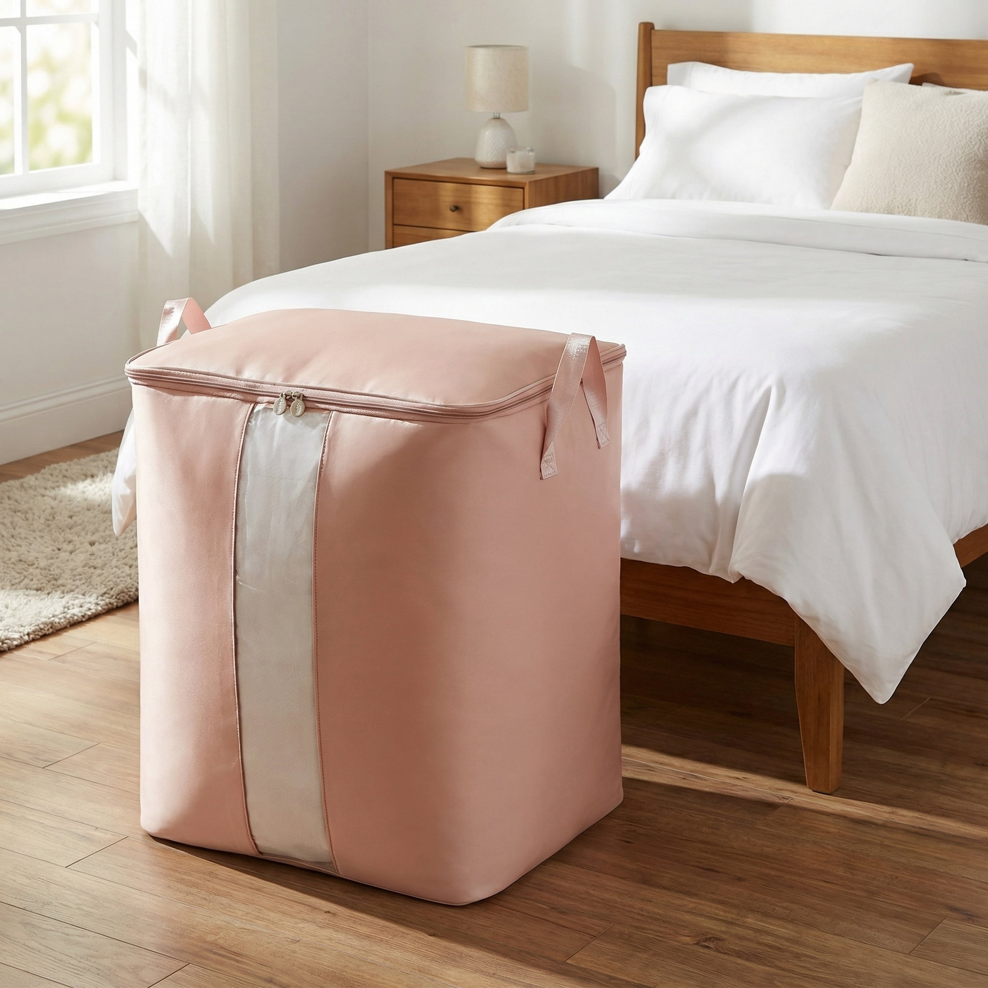 Unique Bargains Storage Bag for Closet Organizers with Handles Pink 19.7"x13.8"x19.7"