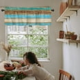 thumbnail image 5 of Valance Curtains for Windows Ombre Wooden Board Window Treatment Curtains Vintage Farm Wooden Turquoise Blue Short Curtain Rod Pocket Valances for Kitchen Bathroom Living Room, 1 Panel 54x18 Inch, 5 of 5