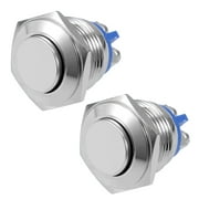 2pcs Momentary Metal Push Button Switch 16mm Mounting Dia 3A 2 Screw Terminals