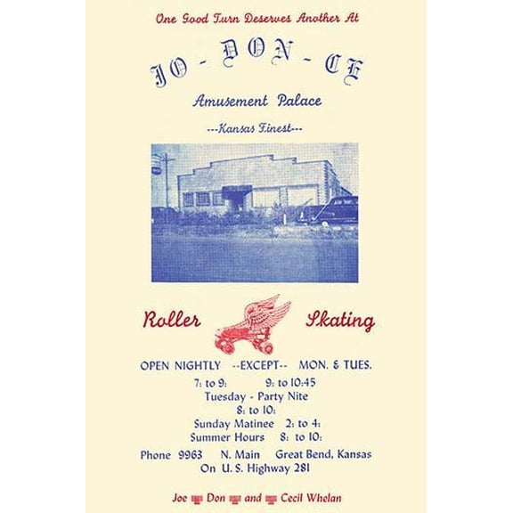 Jo-Don-Ce Amusement Palace Roller Skating-Fine Art Canvas Print (20" x 30")