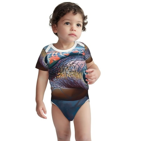 

Sikiie Underwater Lazy Turtle Baby Short Sleeve Bodysuits One-piece 100% Cotton for Infant Baby Boys Girls Unisex-18 Months