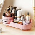thumbnail image 1 of Organizador de Maquillaje, Gran Capacidad Organizador de Perfumes Giratorio de 360°, Porta Brochas de Maquillaje con 9 Compartimentos para Cosméticos, Brochas, Skincare, Rosa, 1 of 4