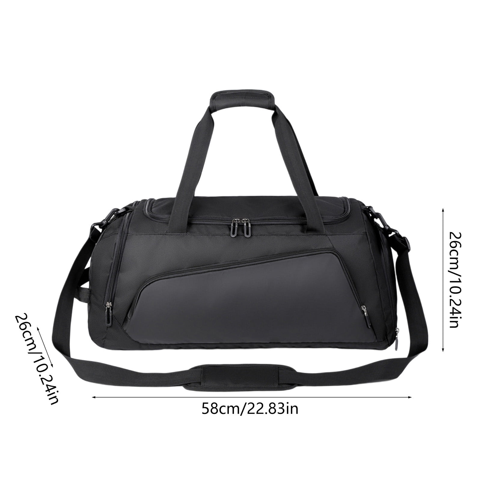 Djiypn Gym Bag for Men, 40L Sports Travel Duffel Bag with Shoe Compartment, Dry Wet Separation Workout Bag Carry On Weekender Bag Overnight Handbag for Travel, Fitness, Black