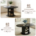 thumbnail image 5 of 47"–63" Extendable Round Dining Table with Storage Shelf Base, Converts to Oval Kitchen Table for 4–6, Modern Farmhouse, 5 of 9