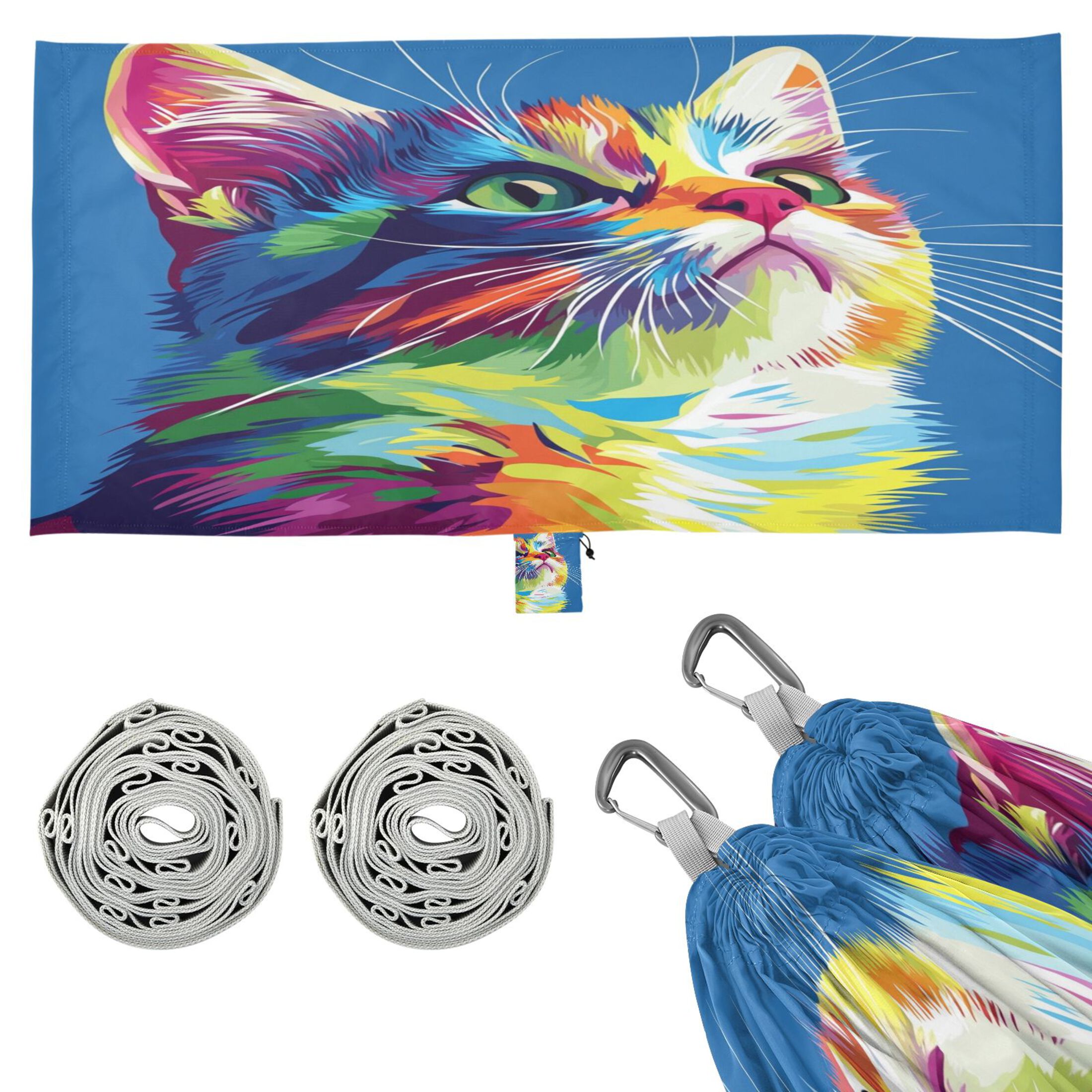 Hammock Camping Hammock Nylon Portable Hammock Travel Camping Hammock Colored Cool Cat Pattern