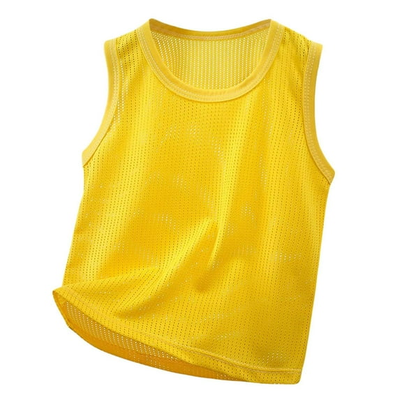 SUXIAN Boys Summer Sleeveless T Shirt Breathable Mesh Tank Top for Kids Casual Comfortable Athletic Activewear Toddler to Youth Yellow 2-3 Years