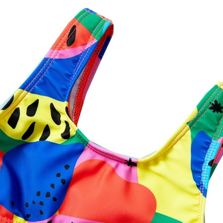 

Gubotare Toddler Summer Sleeveless Watermelon Leaves Prints Swimwear Swimsuit Bikini Fashion Girl Blue 3-4 Years