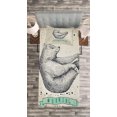 thumbnail image 3 of Ambesonne Yoga Quilted Bedspread Set 2 Pcs, Meditating Bear Calm Life, Twin Size, Cream Black Green, 3 of 3
