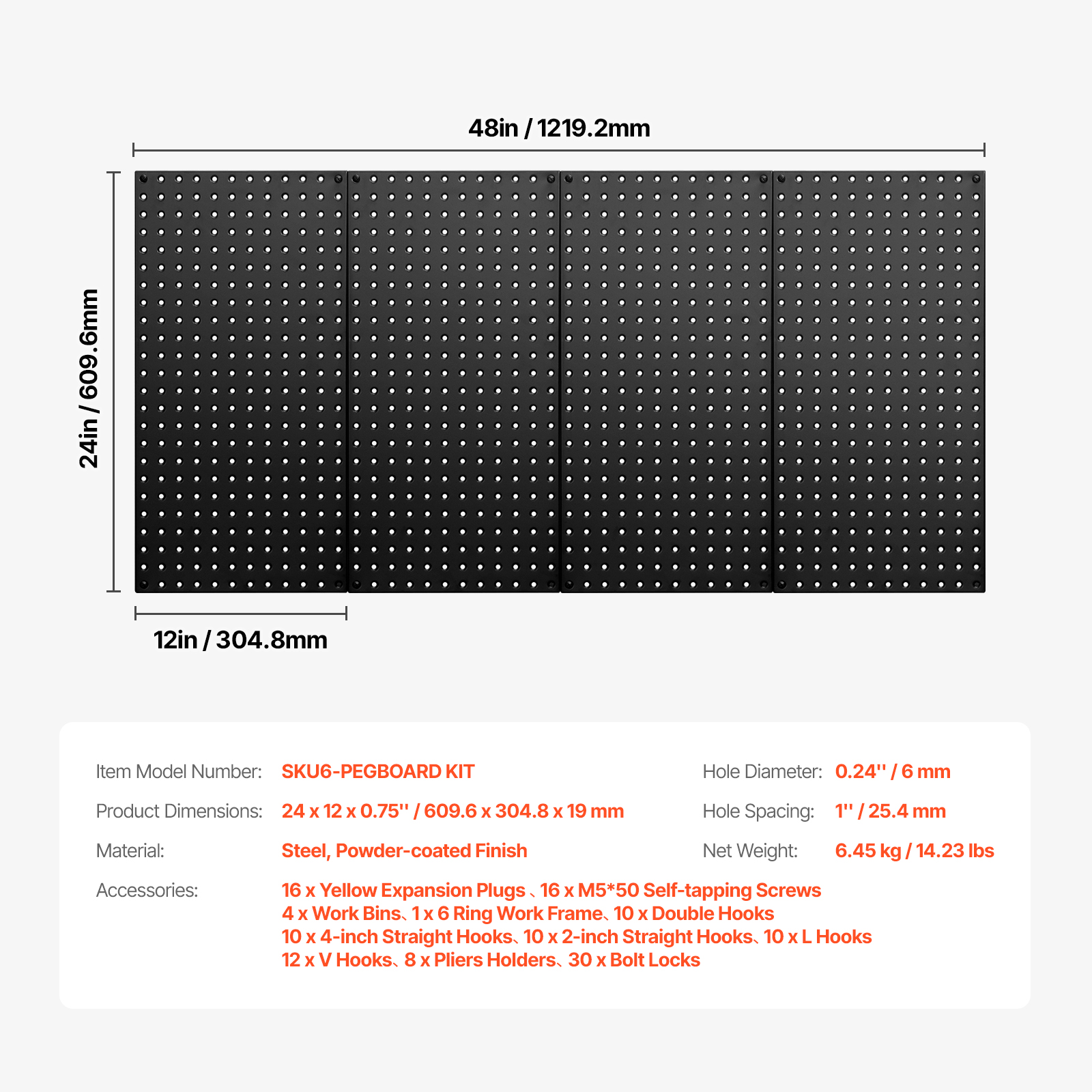 KFFKFF Metal Pegboard Panels 24" x 12" Set of 4 photo 2