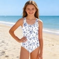 thumbnail image 2 of Shadoumai One Piece Swimsuit for Girls 14-16 Sheer Mesh Girls Swimwear Tankini Lightweight Cute Floral Print Bathing Suit Beach Swimwear Cutout Adjustable Straps, 2 of 5