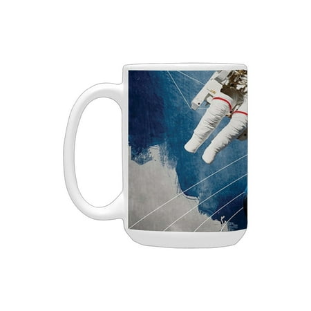 

Outer Space Decor Planetary Circles with Geometric Figures Neptune Astral Rocket Vintage Print Multi Ceramic Mug (15 OZ) (Made In USA)