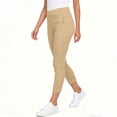 thumbnail image 5 of HongQid Women's Cropped Pants Elastic Waist Rolled Hem High Waisted Casual Work Petite Capri Trousers with Pockets, 5 of 7