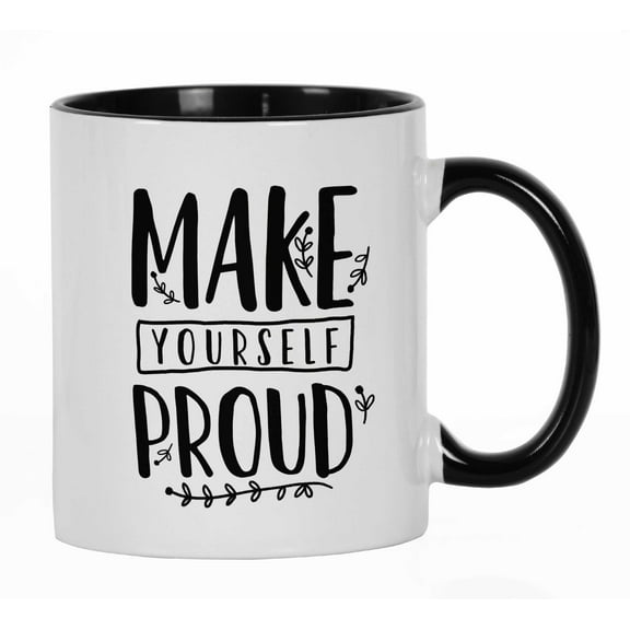 Inkdotpot Make Yourself Proud 11oz CeramicCoffeeMug Inspirational Quotes Gift For Employee Boss Coworkers -Black