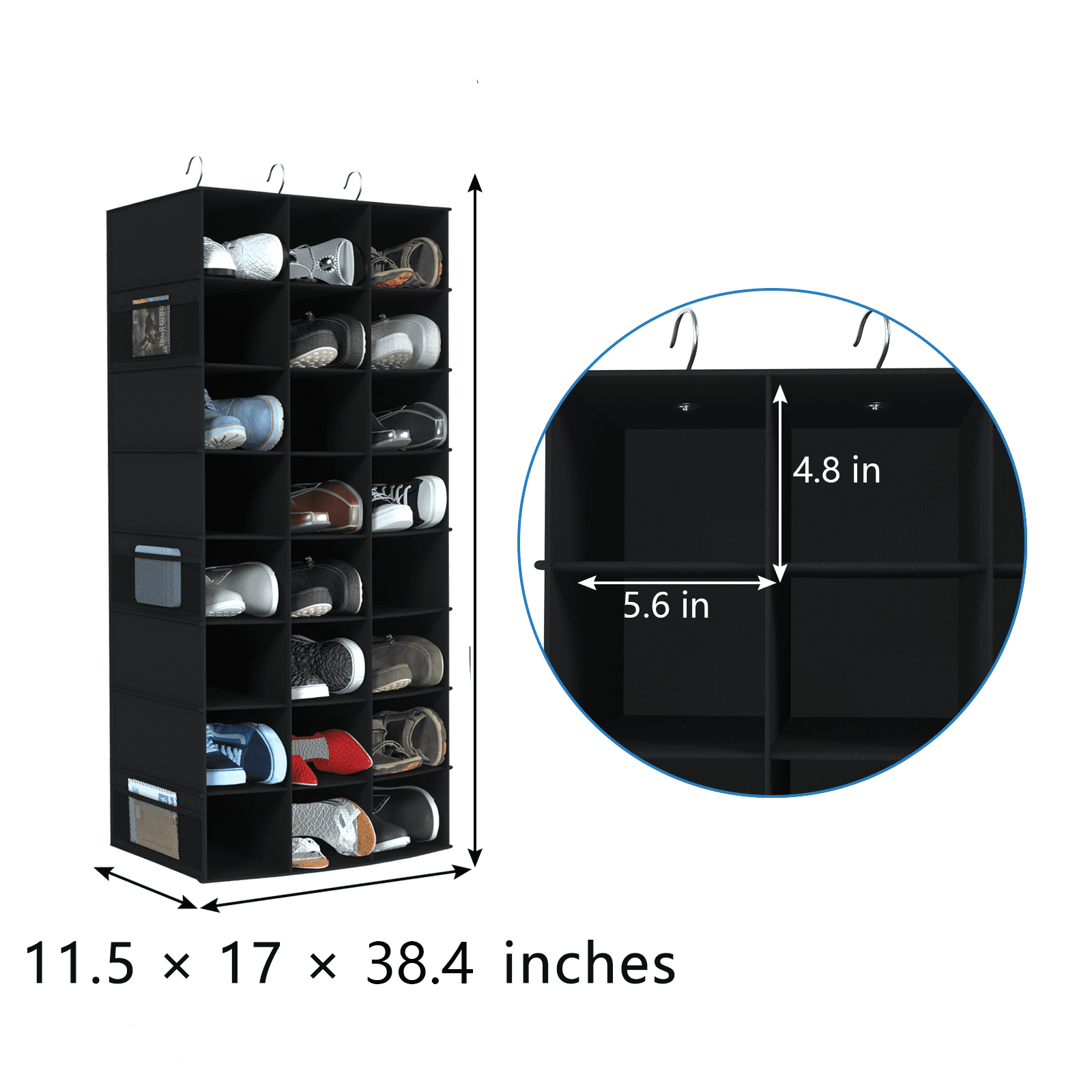 coastal rose Hanging Shoe Organizer for Closet, 24 Sections Shoe Holder Hanger Rack, Space-saving Shoe Organizers and Storage