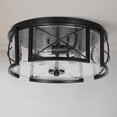 thumbnail image 2 of LNC 13" 3-Light Drum Flush Mount Ceiling Light,Black Farmhouse Cage Light with Seeded Glass for Hallway,Kitchen, 2 of 10